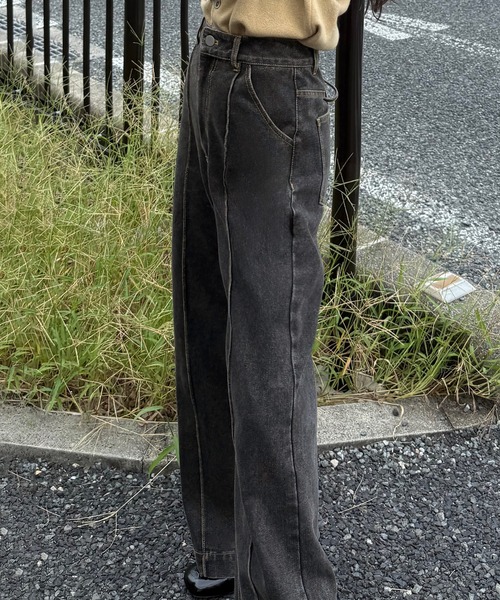 junoah(ジュノア)の「バックレースアップデニムワイドパンツ(デニムパンツ・レディース・ライトブルー/ブラック/ネイビー・LARGE/MEDIUM/SMALL)」の10枚目の写真