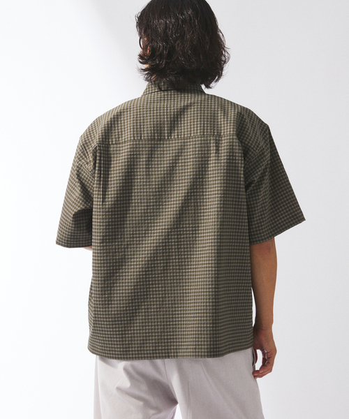 JOURNAL STANDARD relume(ジャーナルスタンダード レリューム)の「ストレッチ サッカー ミニ チェック 半袖 シャツ(シャツ/ブラウス・メンズ・ネイビー/ブラウン/カーキ・MEDIUM/LARGE)」の18枚目の写真