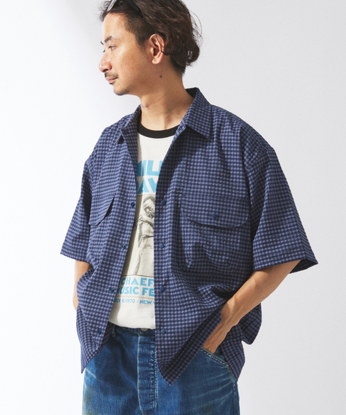 JOURNAL STANDARD relume(ジャーナルスタンダード レリューム)の「ストレッチ サッカー ミニ チェック 半袖 シャツ(シャツ/ブラウス・メンズ・ネイビー/ブラウン/カーキ・MEDIUM/LARGE)」の22枚目の写真