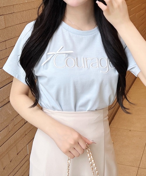 INGNI（イング）の「リボン付ラメ刺繍ロゴTシャツ（Tシャツ/カットソー・レディース・ブラック系1/ピンク系その他7/ホワイト系その他4/サックスブルー系6/ホワイト系その他5・M）」の4枚目の写真