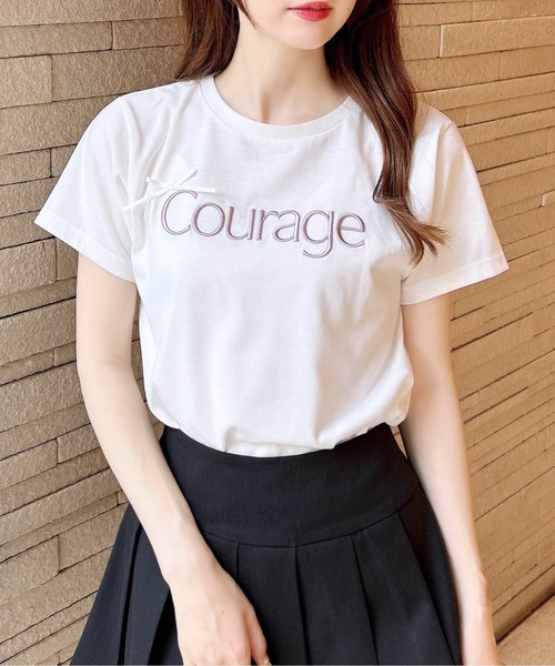 INGNI（イング）の「リボン付ラメ刺繍ロゴTシャツ（Tシャツ/カットソー・レディース・ブラック系1/ピンク系その他7/ホワイト系その他4/サックスブルー系6/ホワイト系その他5・M）」の6枚目の写真