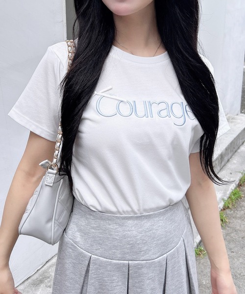 INGNI（イング）の「リボン付ラメ刺繍ロゴTシャツ（Tシャツ/カットソー・レディース・ブラック系1/ピンク系その他7/ホワイト系その他4/サックスブルー系6/ホワイト系その他5・M）」の13枚目の写真