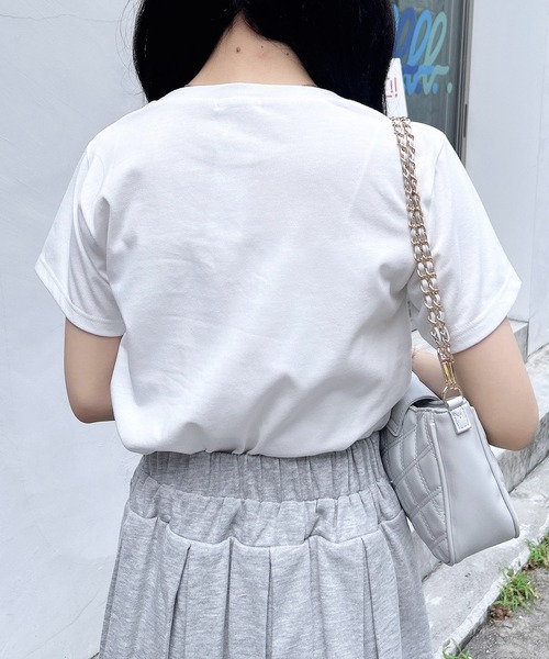 INGNI（イング）の「リボン付ラメ刺繍ロゴTシャツ（Tシャツ/カットソー・レディース・ブラック系1/ピンク系その他7/ホワイト系その他4/サックスブルー系6/ホワイト系その他5・M）」の14枚目の写真