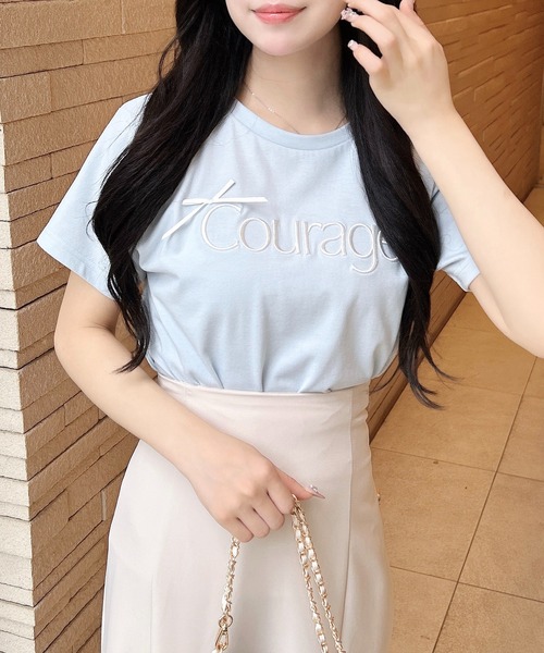 INGNI（イング）の「リボン付ラメ刺繍ロゴTシャツ（Tシャツ/カットソー・レディース・ブラック系1/ピンク系その他7/ホワイト系その他4/サックスブルー系6/ホワイト系その他5・M）」の22枚目の写真