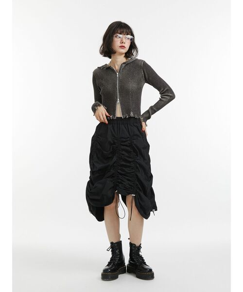 jouetie（ジュエティ）の「アシメギャザーミディスカート（スカート・レディース・ブラック/カーキ・MEDIUM）」の22枚目の写真