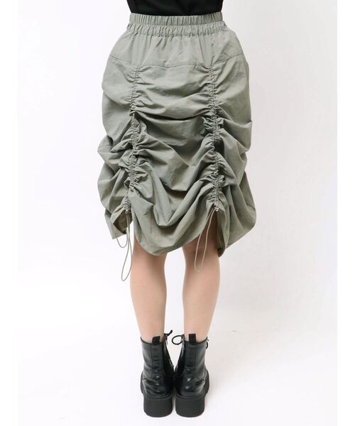 jouetie（ジュエティ）の「アシメギャザーミディスカート（スカート・レディース・ブラック/カーキ・MEDIUM）」の9枚目の写真