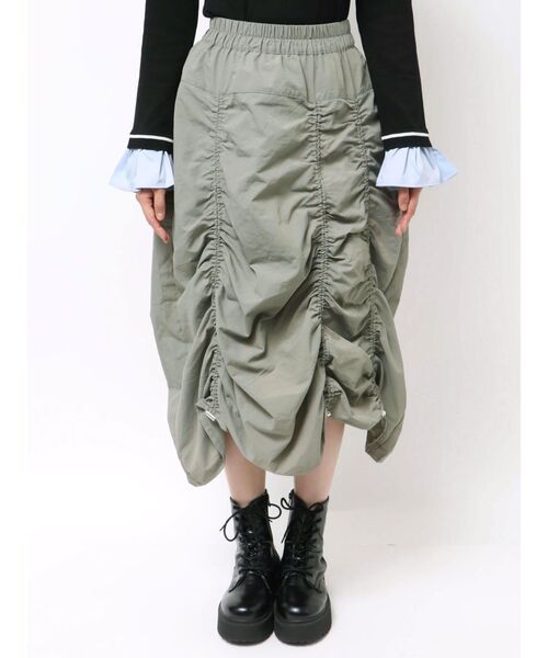 jouetie（ジュエティ）の「アシメギャザーミディスカート（スカート・レディース・ブラック/カーキ・MEDIUM）」の13枚目の写真