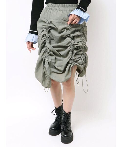 jouetie（ジュエティ）の「アシメギャザーミディスカート（スカート・レディース・ブラック/カーキ・MEDIUM）」の18枚目の写真