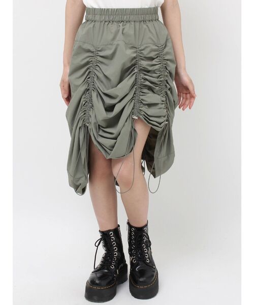 jouetie（ジュエティ）の「アシメギャザーミディスカート（スカート・レディース・ブラック/カーキ・MEDIUM）」の19枚目の写真