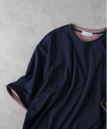 Right-on | 【PLUS ONE】【接触冷感】ハイゲージダブルフェイス配色半袖Tシャツ(Tシャツ/カットソー)