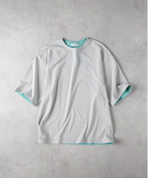 Right-on(ライトオン)の「【PLUS ONE】【接触冷感】ハイゲージダブルフェイス配色半袖Tシャツ(Tシャツ/カットソー・メンズ・ネイビー/ベージュ/ブラウン/ホワイト/ブラック/グレー・L/XL/M)」の10枚目の写真