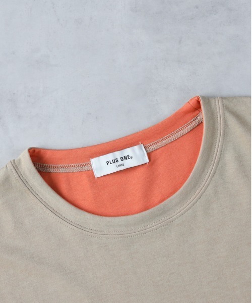 Right-on(ライトオン)の「【PLUS ONE】【接触冷感】ハイゲージダブルフェイス配色半袖Tシャツ(Tシャツ/カットソー・メンズ・ネイビー/ベージュ/ブラウン/ホワイト/ブラック/グレー・L/XL/M)」の15枚目の写真