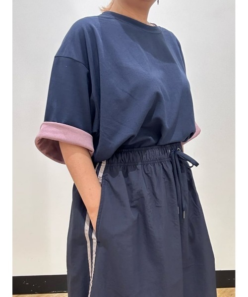 Right-on(ライトオン)の「【PLUS ONE】【接触冷感】ハイゲージダブルフェイス配色半袖Tシャツ(Tシャツ/カットソー・メンズ・ネイビー/ベージュ/ブラウン/ホワイト/ブラック/グレー・L/XL/M)」の20枚目の写真