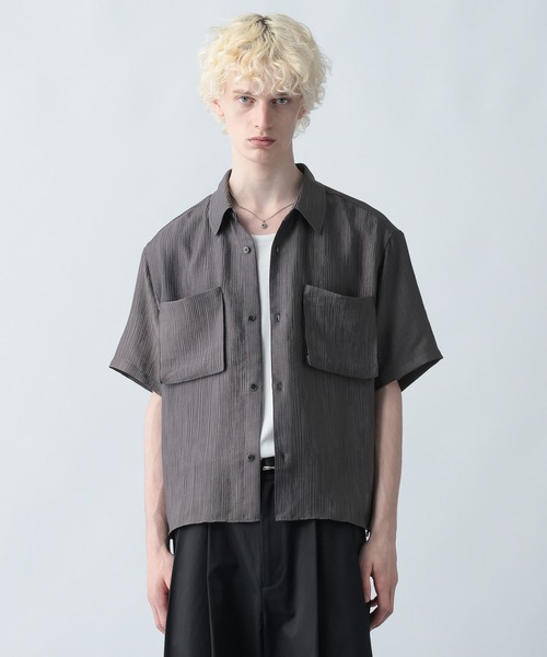 HARE（ハレ）の「プリーツポケットシャツ(HARE)（シャツ/ブラウス・メンズ・ホワイト/グレー/ブラック・SMALL/MEDIUM）」の3枚目の写真