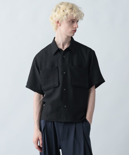 HARE（ハレ）の「プリーツポケットシャツ(HARE)（シャツ/ブラウス・メンズ・ホワイト/グレー/ブラック・SMALL/MEDIUM）」の2枚目の写真