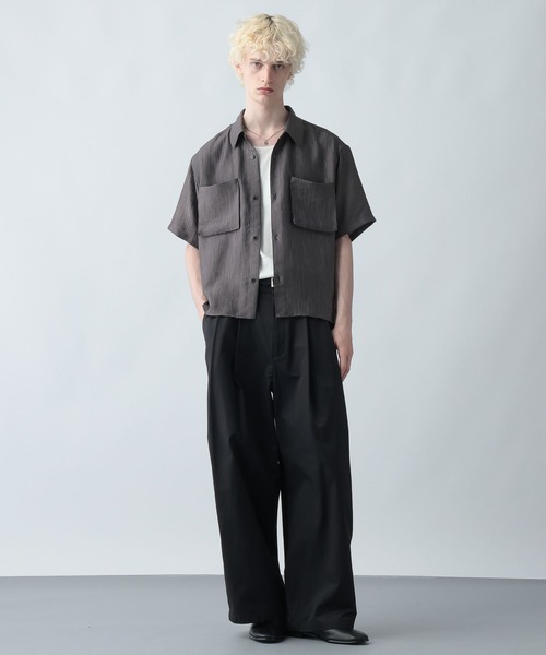 HARE（ハレ）の「プリーツポケットシャツ(HARE)（シャツ/ブラウス・メンズ・ホワイト/グレー/ブラック・SMALL/MEDIUM）」の18枚目の写真