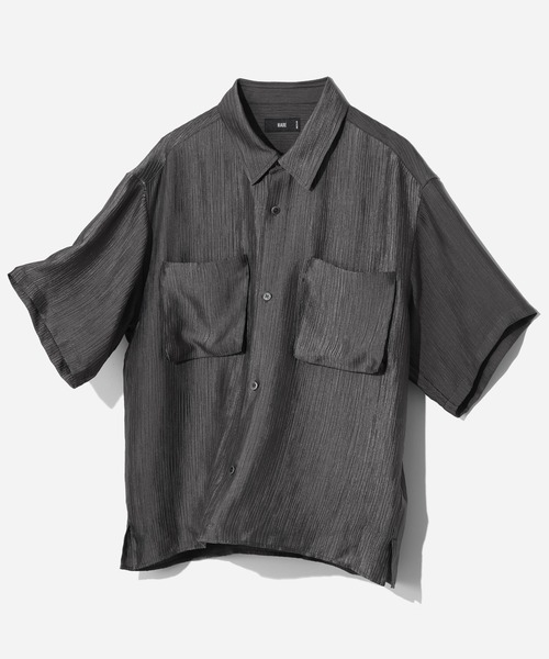 HARE（ハレ）の「プリーツポケットシャツ(HARE)（シャツ/ブラウス・メンズ・ホワイト/グレー/ブラック・SMALL/MEDIUM）」の6枚目の写真