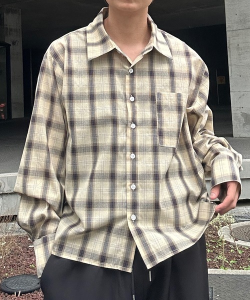 MandO（Auntie Rosa）（エムオー）の「アソートオーバーフランネルシャツ/チェック,ストライプ（シャツ/ブラウス・メンズ・ブラウン/ブラック/ホワイト系その他/ホワイト/ブラック系その他/ホワイト系その他2/ブラック系その他2/ホワイト系その他3/ベージュ/ブルー系その他/ブラウン系その他/ブルー系その他2/アイボリー/グレー系その他/ピンク系その他/ブルー系その他3/グレー/チャコールグレー/ブルー/ホワイト系その他4/ブルー系その他4/イエロー/ピンク・LARGE/MEDIUM）」の15枚目の写真