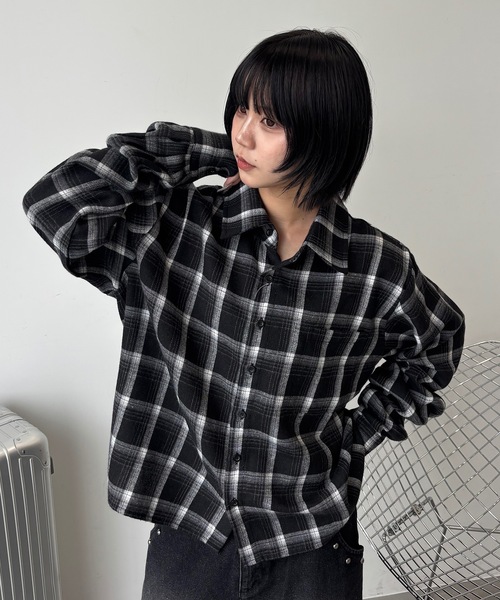 MandO（Auntie Rosa）（エムオー）の「アソートオーバーフランネルシャツ/チェック,ストライプ（シャツ/ブラウス・メンズ・ブラウン/ブラック/ホワイト系その他/ホワイト/ブラック系その他/ホワイト系その他2/ブラック系その他2/ホワイト系その他3/ベージュ/ブルー系その他/ブラウン系その他/ブルー系その他2/アイボリー/グレー系その他/ピンク系その他/ブルー系その他3/グレー/チャコールグレー/ブルー/ホワイト系その他4/ブルー系その他4/イエロー/ピンク・LARGE/MEDIUM）」の7枚目の写真