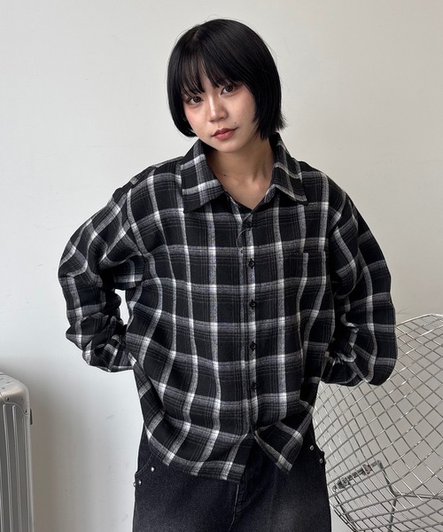 Hands of creation ブロックチェックウールシャツ 黒 90's Woolrich ブロックチェック柄 ウールシャツ 