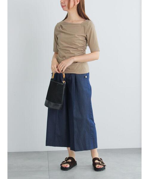 Te chichi（テチチ）の「アシメネックハーフスリーブトップス（Tシャツ/カットソー・レディース・ベージュ/ブラック/グレー・F）」の20枚目の写真