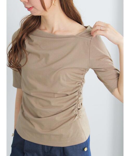 Te chichi（テチチ）の「アシメネックハーフスリーブトップス（Tシャツ/カットソー・レディース・ベージュ/ブラック/グレー・F）」の22枚目の写真