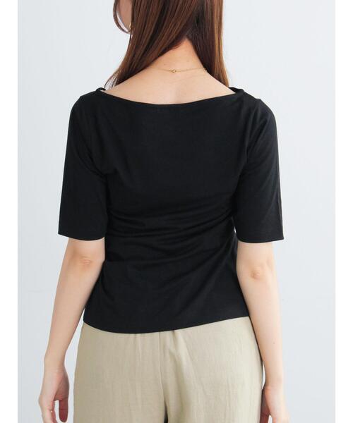 Te chichi（テチチ）の「アシメネックハーフスリーブトップス（Tシャツ/カットソー・レディース・ベージュ/ブラック/グレー・F）」の6枚目の写真