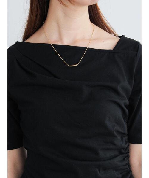 Te chichi（テチチ）の「アシメネックハーフスリーブトップス（Tシャツ/カットソー・レディース・ベージュ/ブラック/グレー・F）」の9枚目の写真