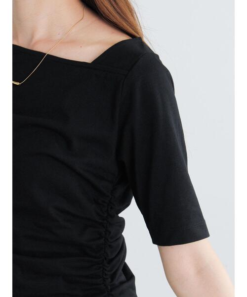 Te chichi（テチチ）の「アシメネックハーフスリーブトップス（Tシャツ/カットソー・レディース・ベージュ/ブラック/グレー・F）」の10枚目の写真