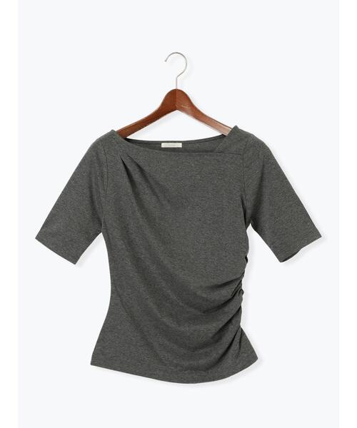 Te chichi（テチチ）の「アシメネックハーフスリーブトップス（Tシャツ/カットソー・レディース・ベージュ/ブラック/グレー・F）」の12枚目の写真