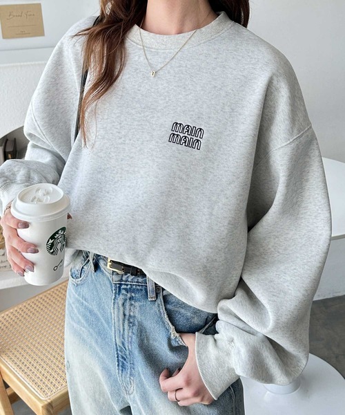 セール】アソートデザインオーバーサイズ裏起毛スウェット ロゴ