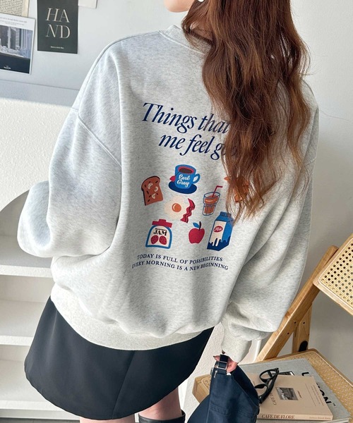 GeeRA（ジーラ）の「アソートデザインオーバーサイズ裏起毛スウェット　ロゴ/プリント/刺繍（スウェット・レディース・ライトグレー系/グレー系その他/ライトグレー系2/グレー系その他2/グレー系その他3/ライトグレー系3・MEDIUM/LARGE）」の6枚目の写真