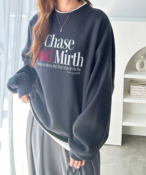 GeeRA（ジーラ）の「アソートデザインオーバーサイズ裏起毛スウェット　ロゴ/プリント/刺繍（スウェット・レディース・ライトグレー系/グレー系その他/ライトグレー系2/グレー系その他2/グレー系その他3/ライトグレー系3・MEDIUM/LARGE）」の3枚目の写真