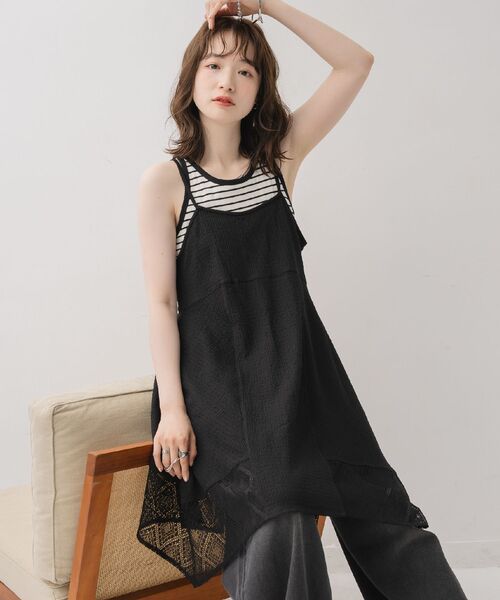 RETRO GIRL（レトロガール）の「イレヘムレースチュニックOP（ワンピース・レディース・ブラウン系その他4/ブラック/ホワイト・FREE）」の4枚目の写真