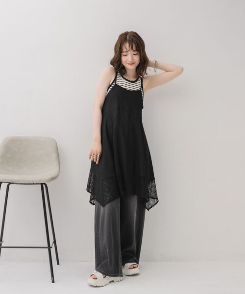 RETRO GIRL（レトロガール）の「イレヘムレースチュニックOP（ワンピース・レディース・ブラウン系その他4/ブラック/ホワイト・FREE）」の7枚目の写真