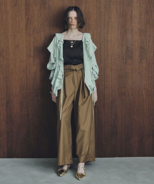 YECCA VECCA（イェッカヴェッカ）の「ラッフルリボンロングブラウス（シャツ/ブラウス・レディース・ライトグリーン/ダークカーキ/キャメル・FREE）」の9枚目の写真