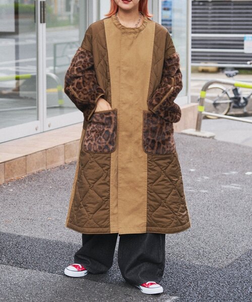 etsinta(エシンタ)の「【etsinta】ファー切替ノーカラーキルティングコート(ノーカラーコート・レディース・ブラック/ブラウン/カーキ・ONE SIZE)」の22枚目の写真