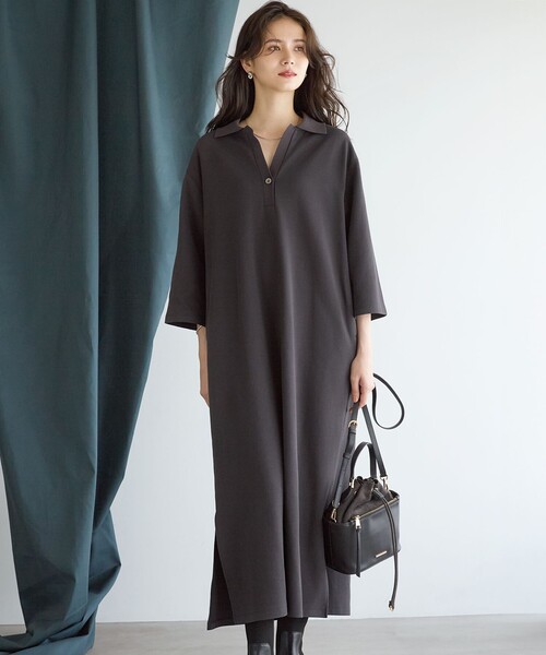 【SLOW/一部店舗限定】ライトダンボール スキッパー ワンピース