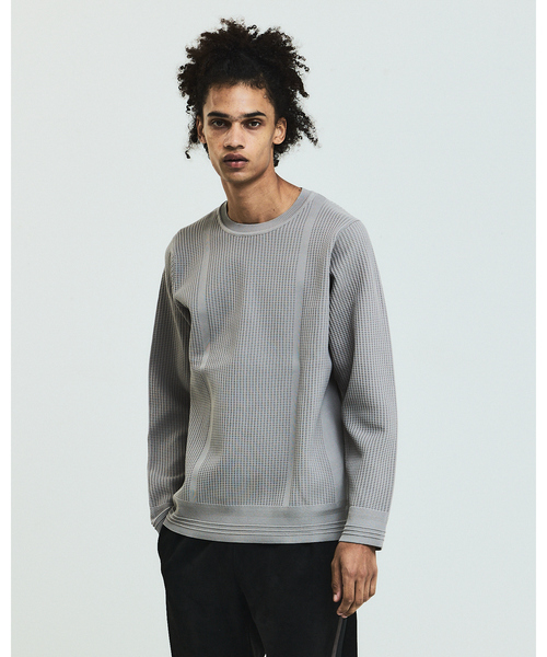 5351 POUR LES HOMMES（ゴーサンゴーイチプールオム）の「【軽量/ハイストレッチ】サーマル ワッフル 長袖ニット（ニット/セーター・メンズ・ホワイト/グレー/ブラック・44/46/48/50）」の3枚目の写真