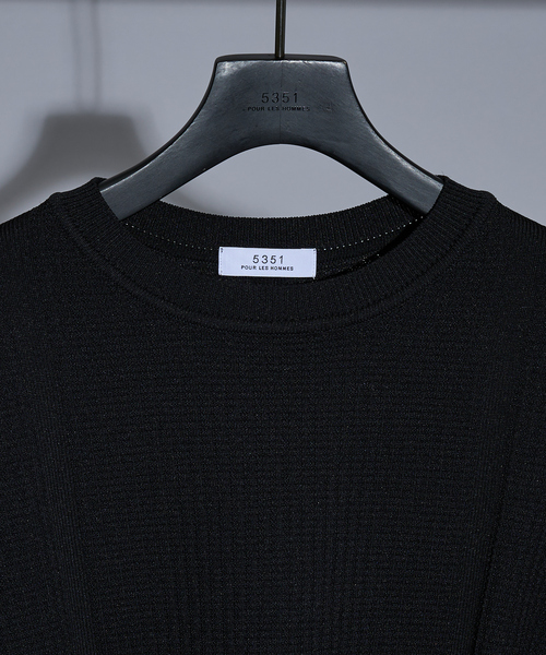 5351 POUR LES HOMMES（ゴーサンゴーイチプールオム）の「【軽量/ハイストレッチ】サーマル ワッフル 長袖ニット（ニット/セーター・メンズ・ホワイト/グレー/ブラック・44/46/48/50）」の7枚目の写真