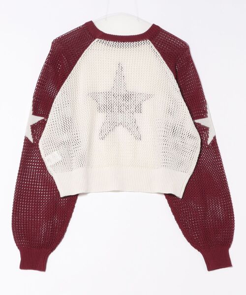GORGE（ゴージ）の「《メッシュ×ビッグスター》レディース ニットプルオーバー 透かし編み 春夏秋（ニット/セーター・レディース・ボルドー/ブラック/ネイビー・F）」の12枚目の写真