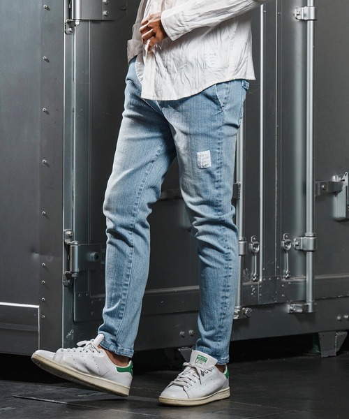 wjk reluxe（ダブルジェーケーリラックス）の「mp13951-tight tension knit denim skinny pants デニムスキニーパンツ(WR25W-17)（デニムパンツ・メンズ・インディゴブルー/ライトインディゴブルー/ブラック系その他・L/M/S）」の4枚目の写真