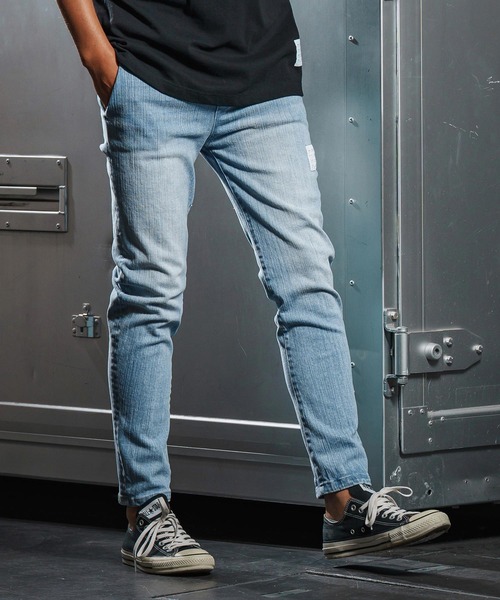 wjk reluxe（ダブルジェーケーリラックス）の「mp13951-tight tension knit denim skinny pants デニムスキニーパンツ(WR25W-17)（デニムパンツ・メンズ・インディゴブルー/ライトインディゴブルー/ブラック系その他・L/M/S）」の5枚目の写真
