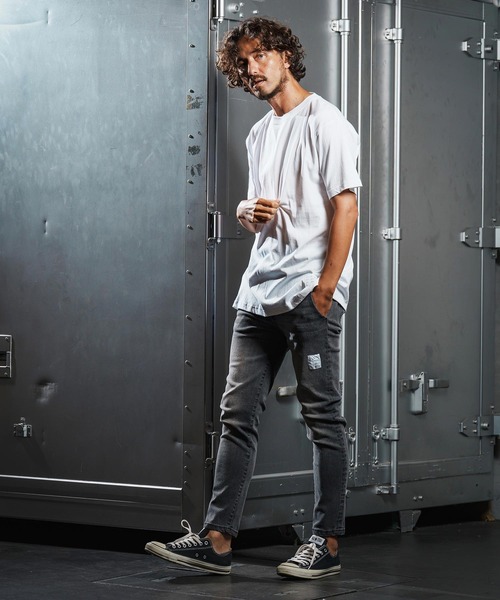 wjk reluxe（ダブルジェーケーリラックス）の「mp13951-tight tension knit denim skinny pants デニムスキニーパンツ(WR25W-17)（デニムパンツ・メンズ・インディゴブルー/ライトインディゴブルー/ブラック系その他・L/M/S）」の21枚目の写真