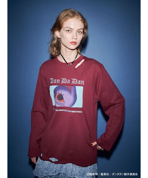 jouetie（ジュエティ）の「【TVアニメ『ダンダダン』・jouetie】オーバーダメージロンT（Tシャツ/カットソー・レディース・ボルドー/ピンク/アイボリー/ブラック・MEDIUM）」の4枚目の写真