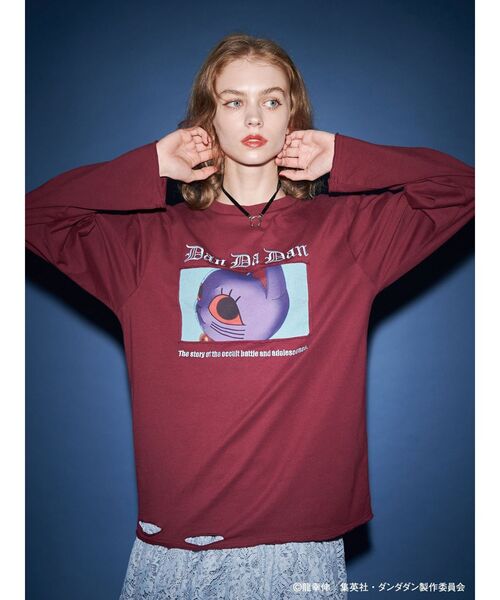 jouetie（ジュエティ）の「【TVアニメ『ダンダダン』・jouetie】オーバーダメージロンT（Tシャツ/カットソー・レディース・ボルドー/ピンク/アイボリー/ブラック・MEDIUM）」の15枚目の写真