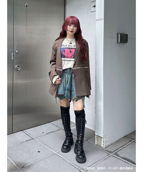 jouetie（ジュエティ）の「【TVアニメ『ダンダダン』・jouetie】オーバーダメージロンT（Tシャツ/カットソー・レディース・ボルドー/ピンク/アイボリー/ブラック・MEDIUM）」の22枚目の写真