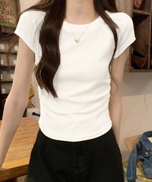 サイドギャザーtシャツ 半袖トップス夏服