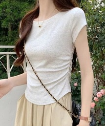 Miniministore（ミニミニストア）の「サイドギャザーtシャツ 半袖トップス夏服（Tシャツ/カットソー・レディース）」