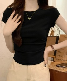 サイドギャザーtシャツ 半袖トップス夏服